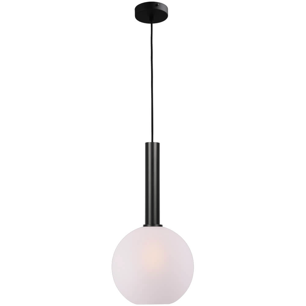 Lampe suspendue Ø 25cm Bella 2 Noir avec verre blanc mat