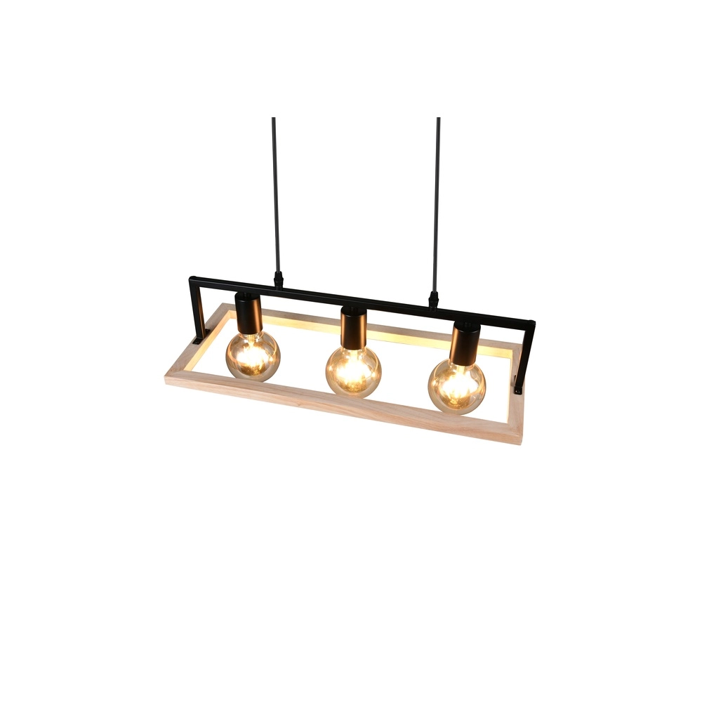 Lampe pendante de conception Bano noir avec bois Trio 4017807673364