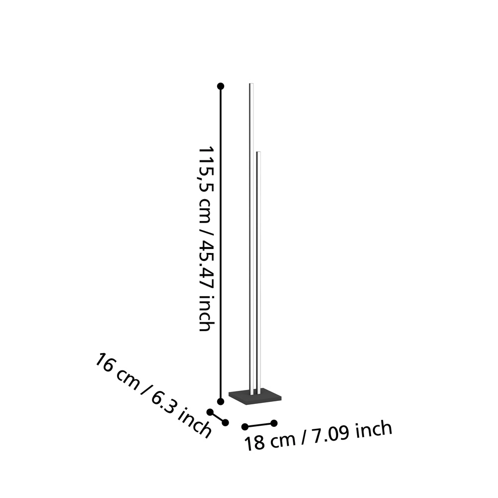 Lampadaire moderne Cannigiona Noir Eglo 9002759312343