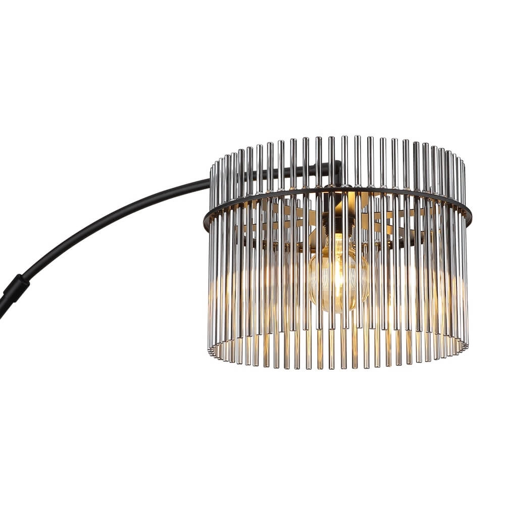Lampadaire noir Gorley avec verre fumé Globo 9007371471942
