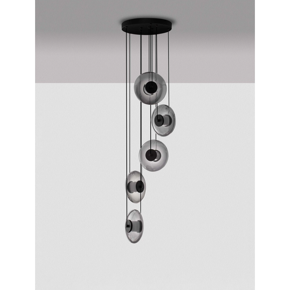 Suspension unique Ballet Noir 5 lumières rond Lyora 5212017458445