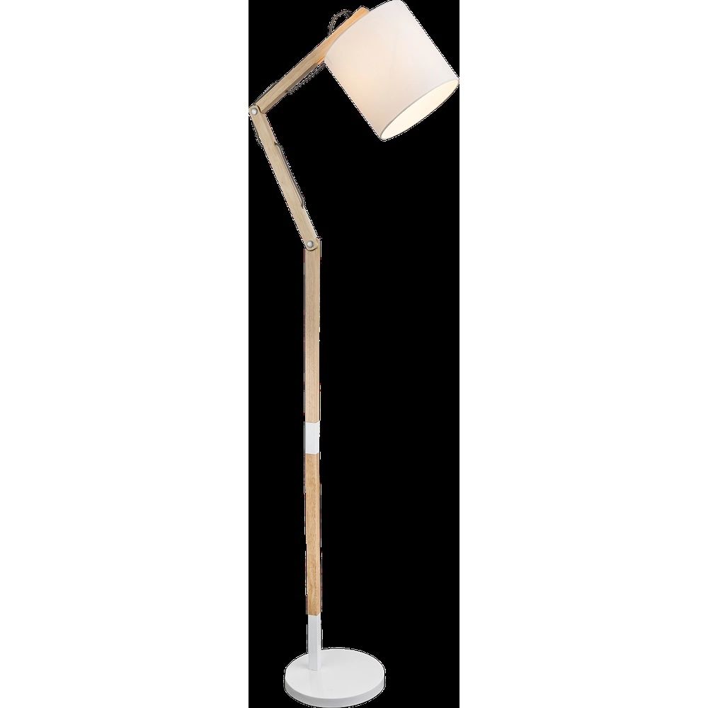 Lampe de pied Mattis Blanc avec du bois