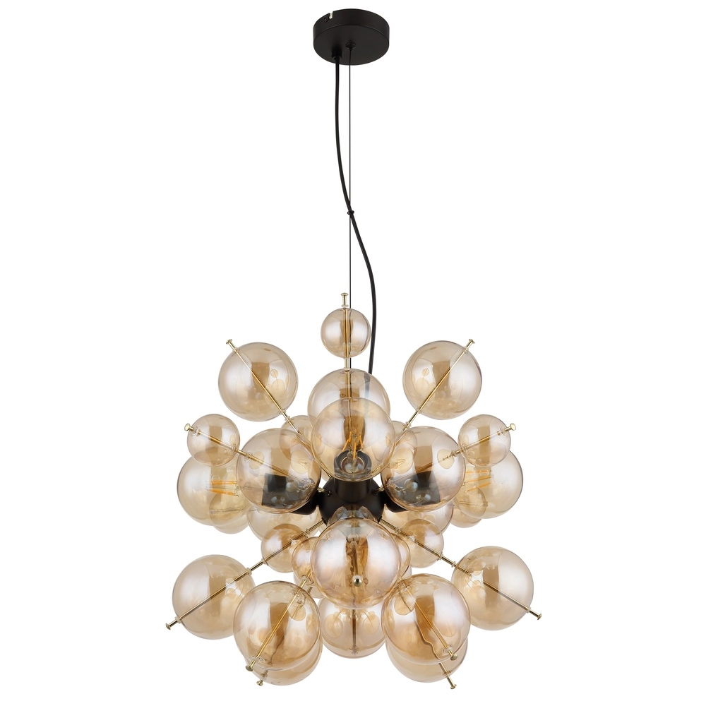 Lampe pendante unique Udo Verre ambré Ø 51cm Globo 9007371509171