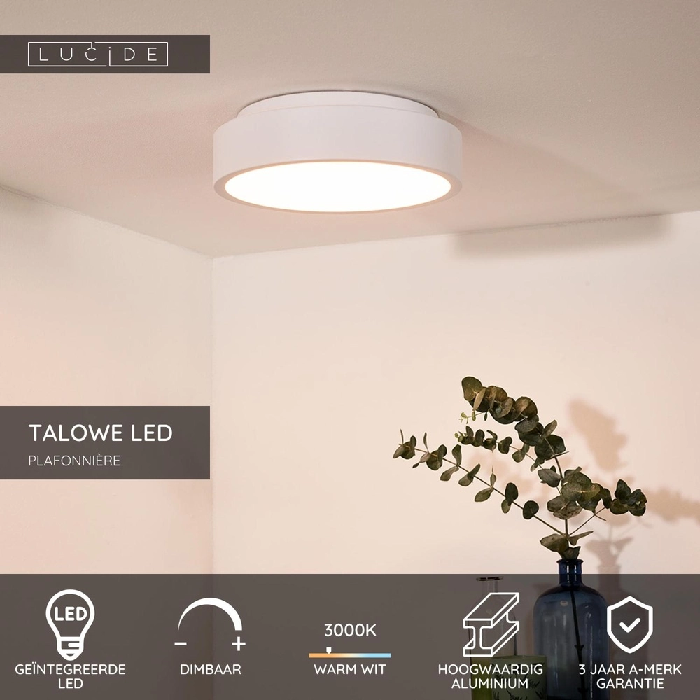 Éclairage de plafond Talowe Led Ø 30cm de blanc Lucide 5411212460622