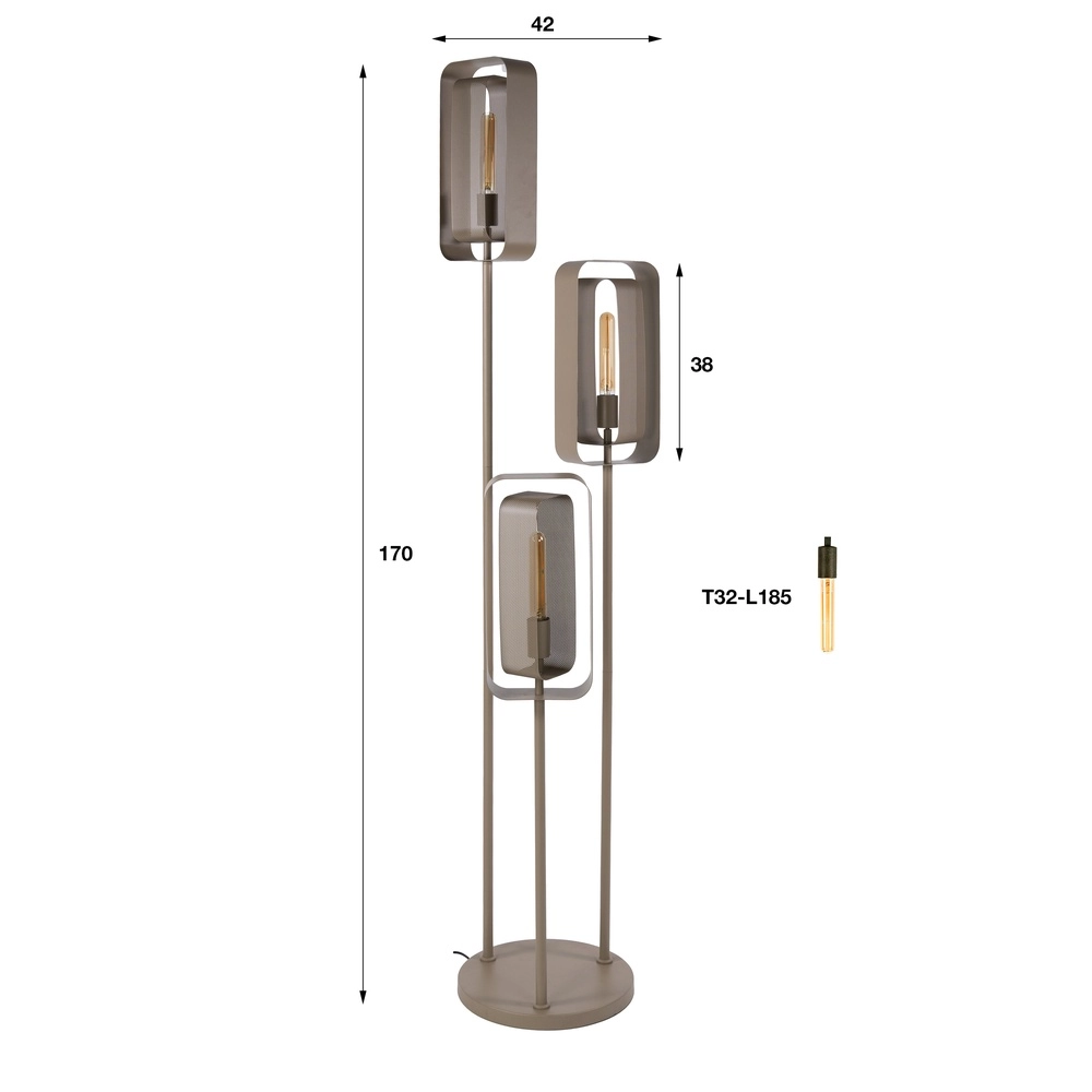 Lampe sur pied unique Mesh brun sable Lyora 8716803515130