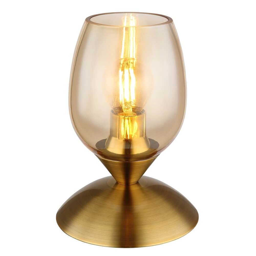 Lampe de table Kuwaita Or avec verre ambré