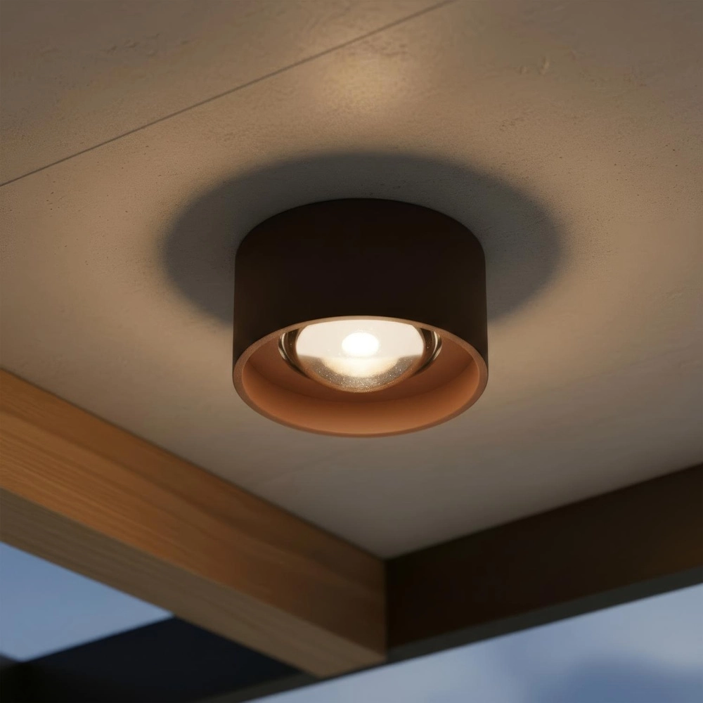 Projecteur de plafond Lenz Ø 11 cm brun rouille IP54 Lucide 5411212334084