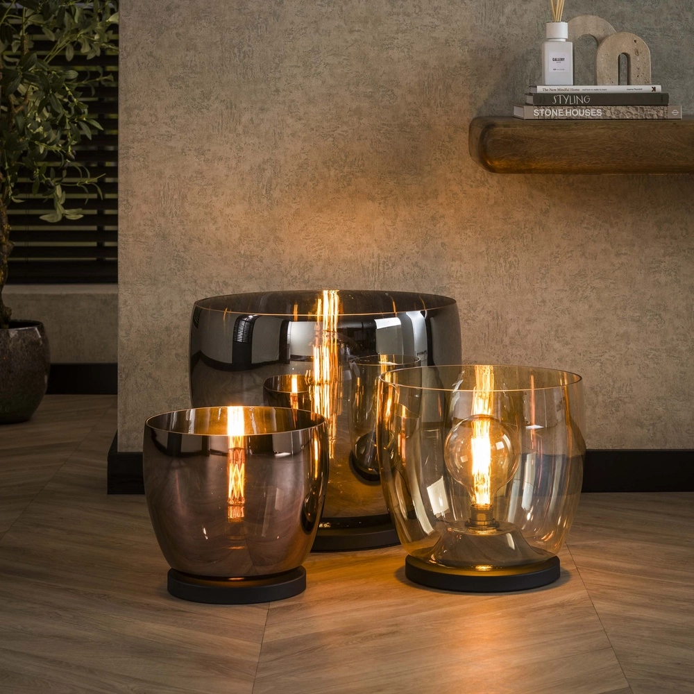 Lampe de pied en verre fumé UP Ø 29 cm - 27 cm de hauteur Lyora 8716803512597