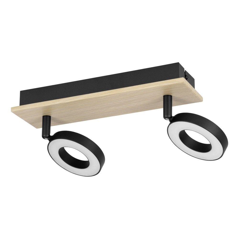 Lumière LED de plafond Rielves 2-lumière avec bois