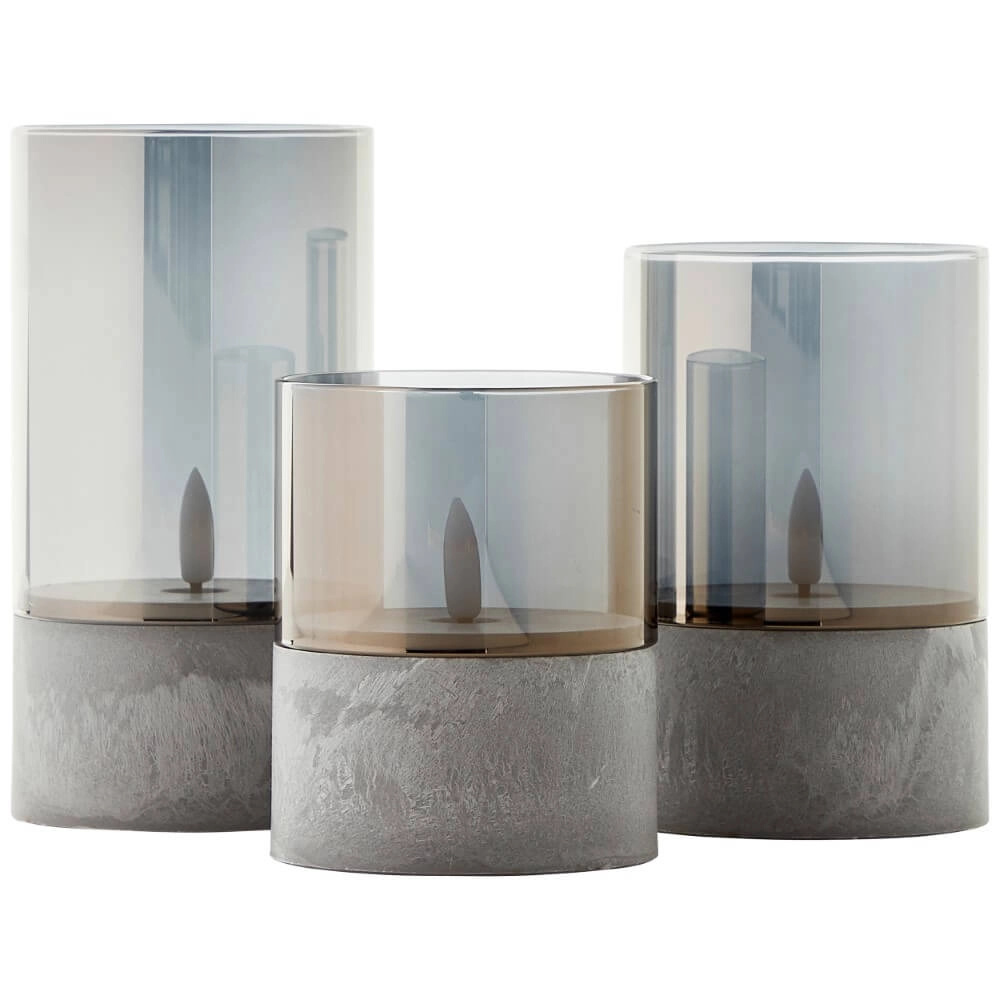 Ensemble de 3 lampes de table Bougie verre de fumée Brilliant 4004353428326