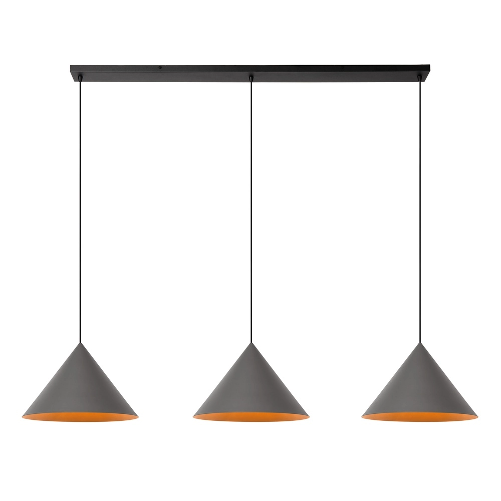Lampe pendante à 3 lampes Spitze gris