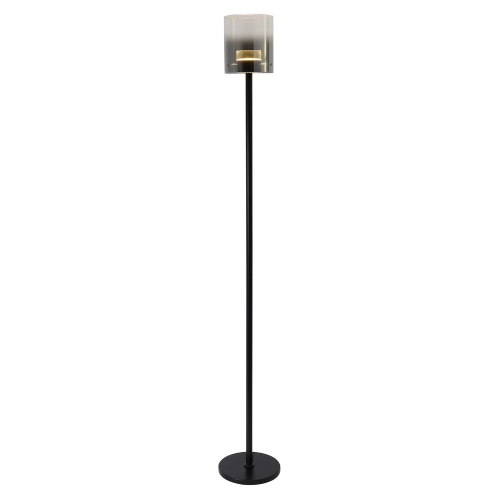 Lampadaire Salerno noir avec verre fumé Lampadaire Salerno noir avec verre fumé