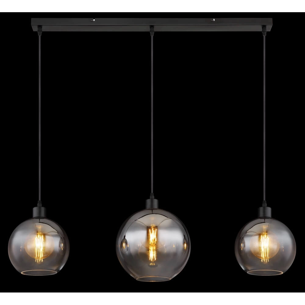 Suspension noire Newcastle Sphère Smoke Glass 3 lumières Globo 9007371452798