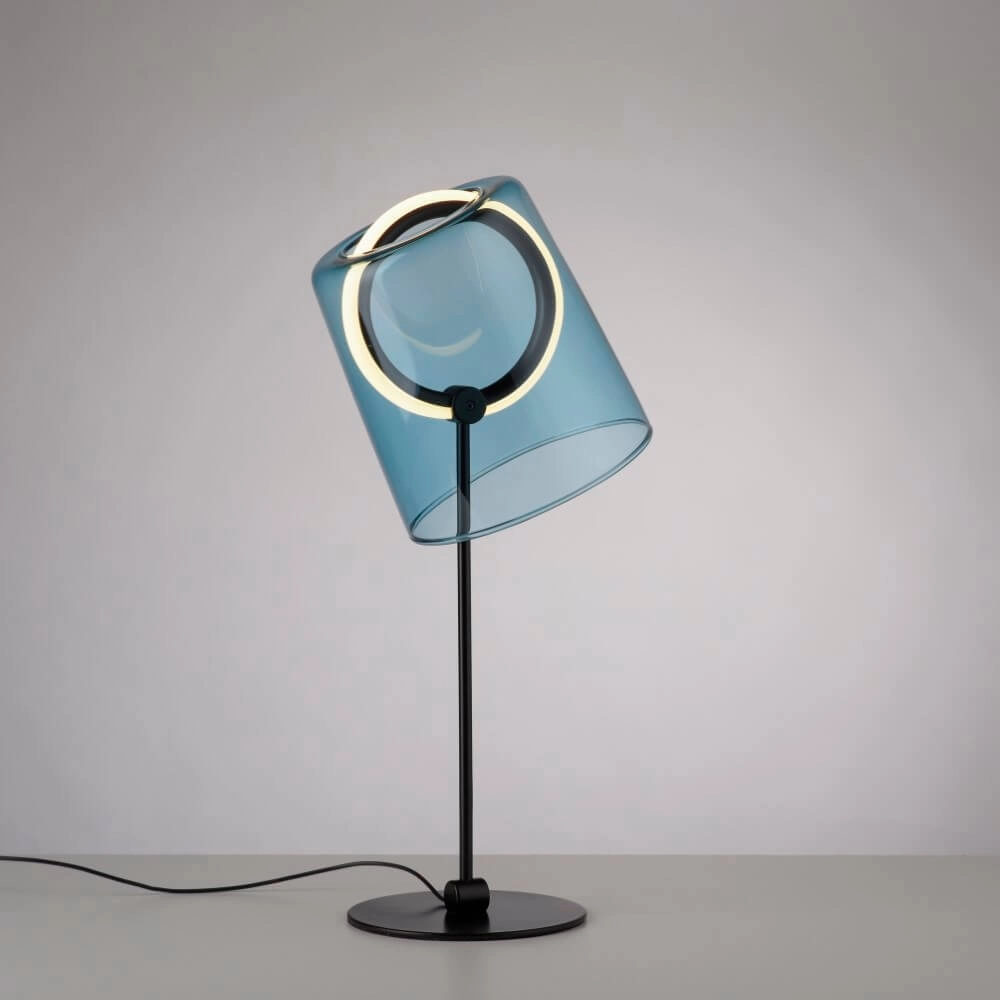 Lampe de table Zula noir avec verre bleu Paul Neuhaus 4012248385883