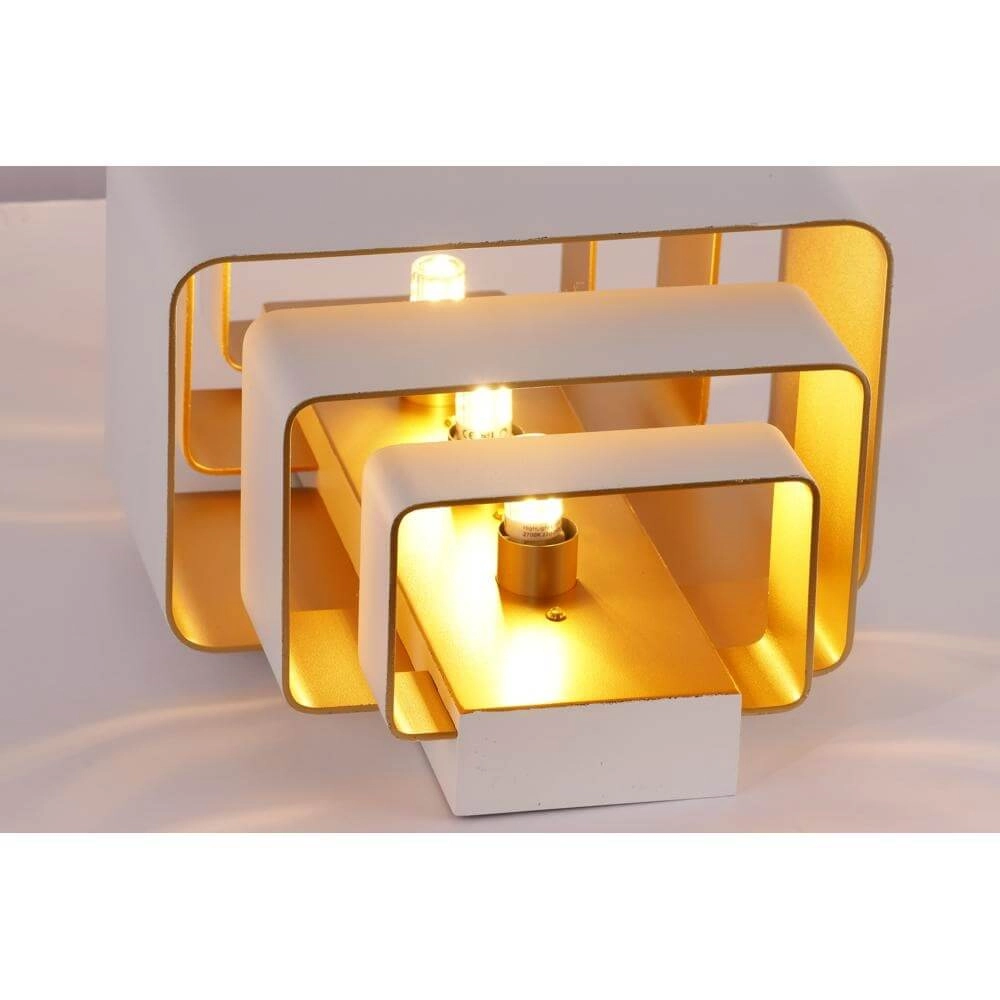 Applique murale design Layers Blanc avec intérieur doré Artdelight 8720701102347