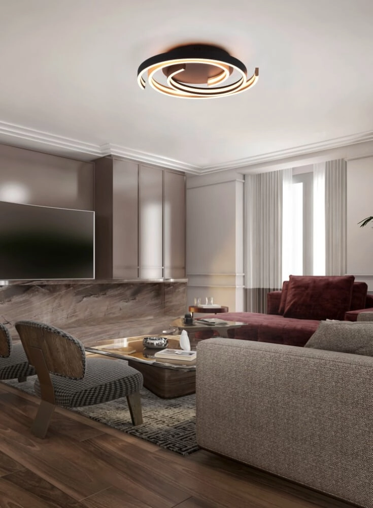 Plafonnier à intensité variable Caya or avec du noir Trio 4017807541953