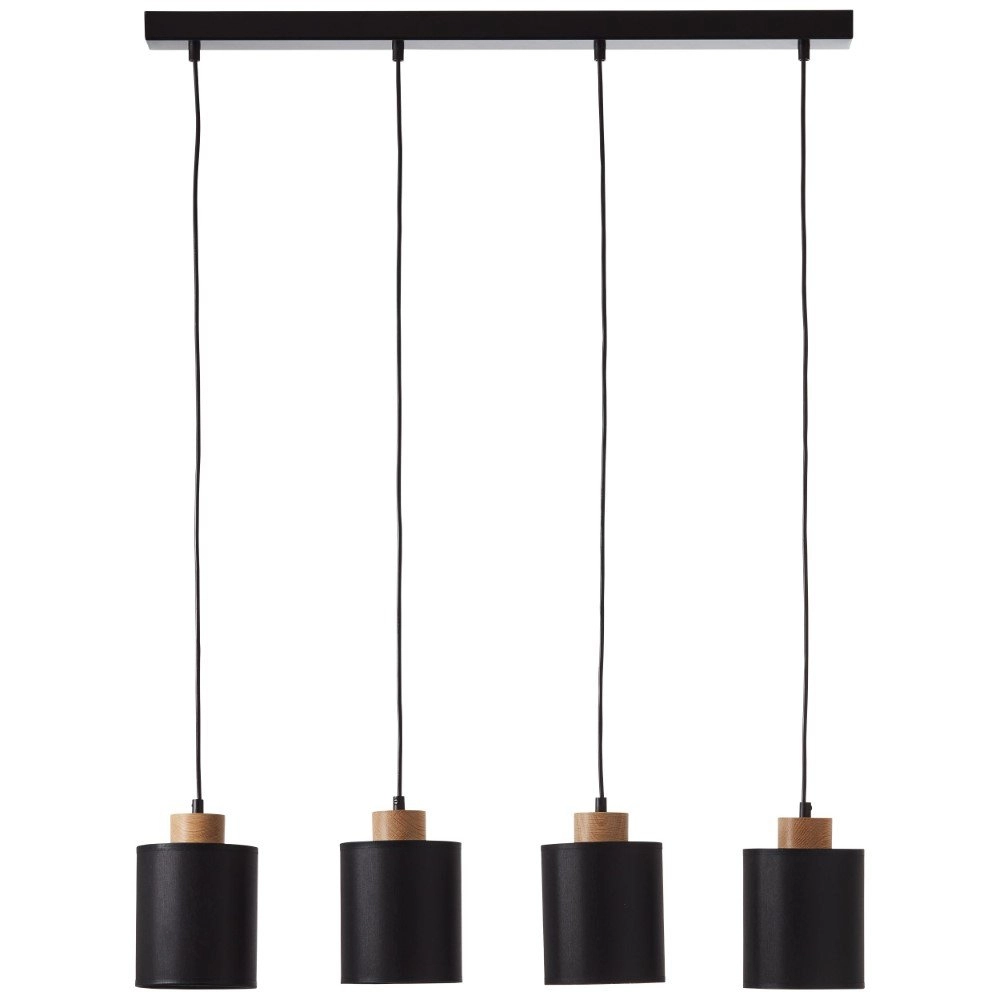 Lampe suspendue 4 lumières Vonnie noir avec du bois Brilliant 4004353391644