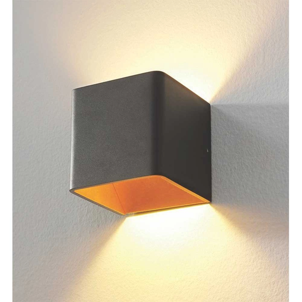 Éclairage LED haut et bas Fulda 6w - 2700K - 10cm noir avec or Éclairage LED haut et bas Fulda 6w - 2700K - 10cm noir avec or