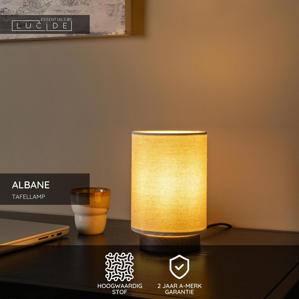 Lampe de table Albane bois foncé Ø 12cm Lucide 5411212061652
