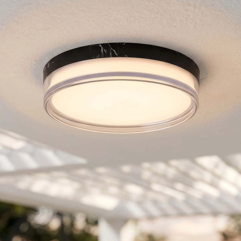 Lampe de plafond Button Ø marbre noir de 30 cm Searchlight 5,05342E+12