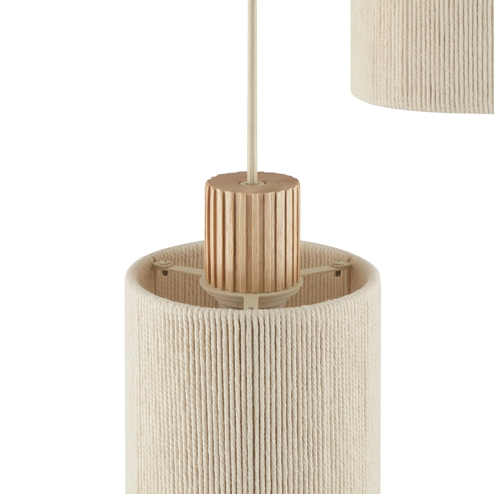 Lampe suspendue beige Arlo avec des triples en bois japonais Ø 40cm Brilliant 4004353477096