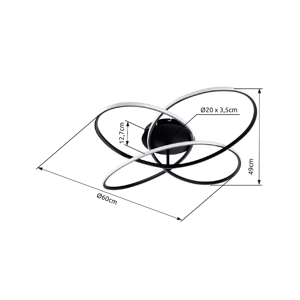 Lampe de plafond à design Panda noir Ø 60 cm Globo 9007371400430