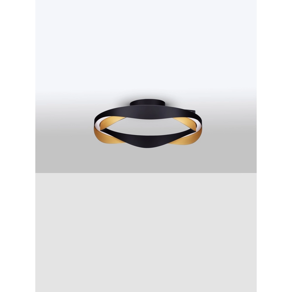 Plafonnier Radon Ø 45cm noir avec or Lyora 5212017452528