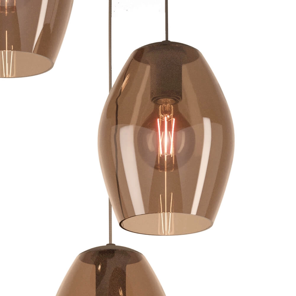 Lampe à suspension en verre ambré Estanys 1 3 lumières Stars of Light 9008606235940