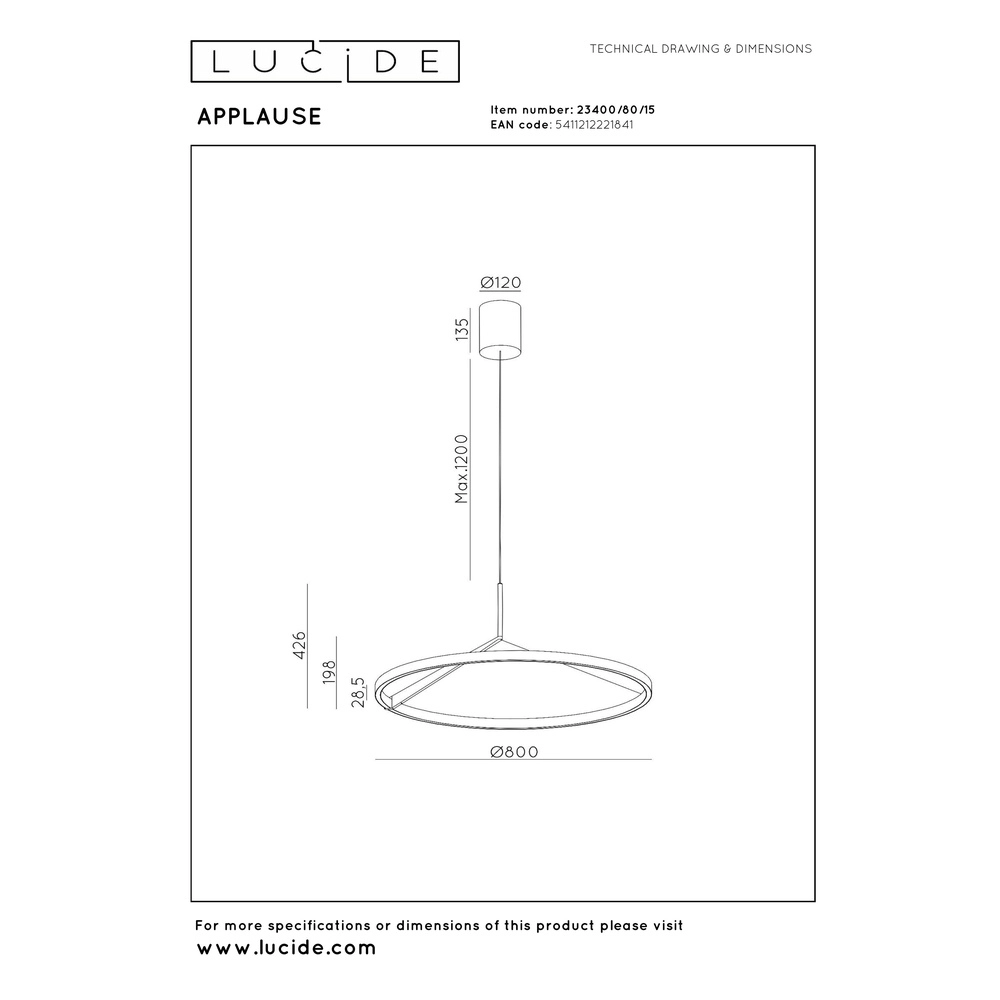 Suspension LED élégante Applause Métal brossé - Ø 80cm Premium by Lucide 5411212221841