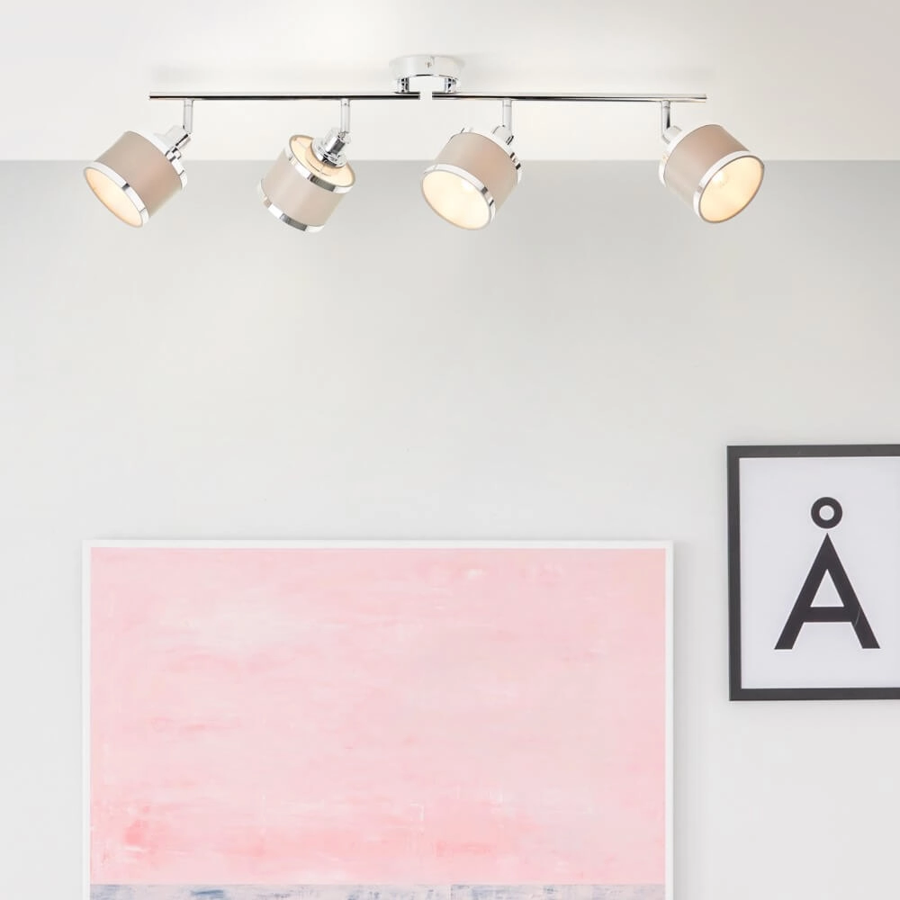 Plafonnier 4 lumières Alexia chrome et gris Brilliant 4004353424151