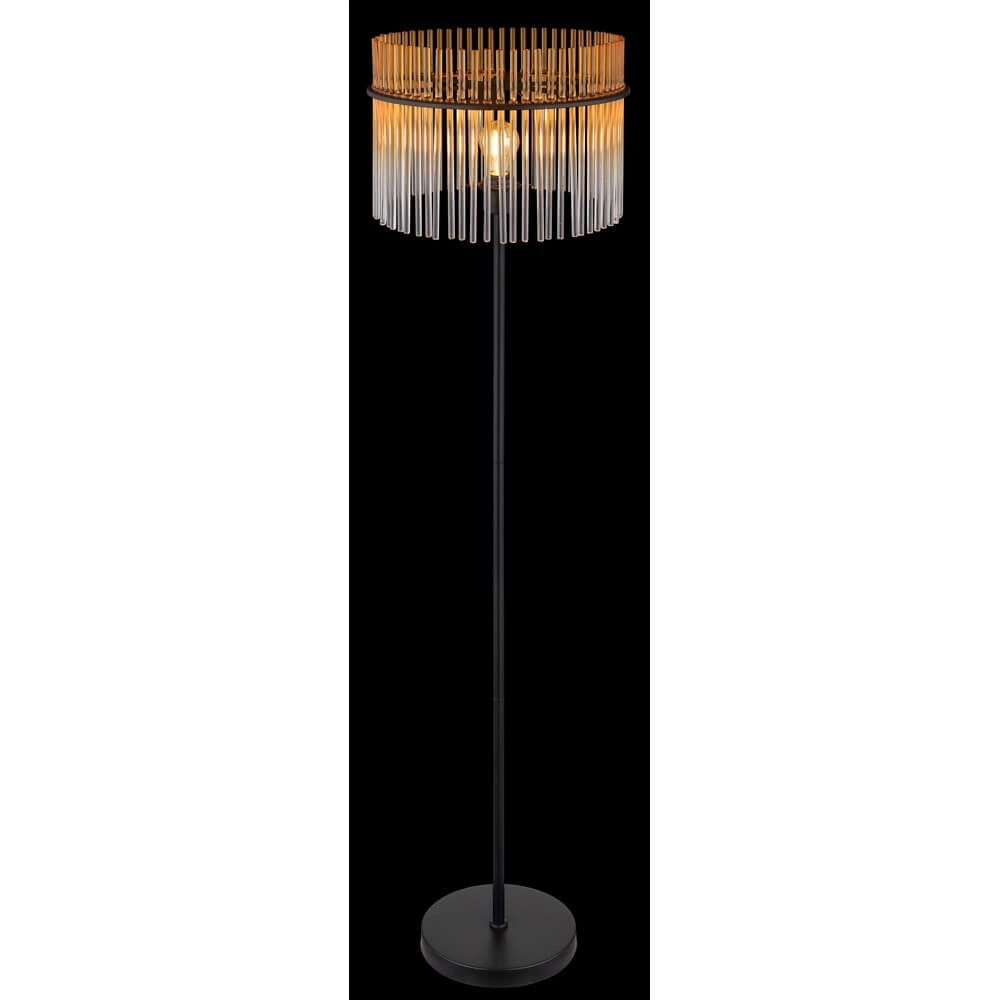 Lampadaire noir Gorley avec verre ambré Ø 38cm Globo 9007371462995