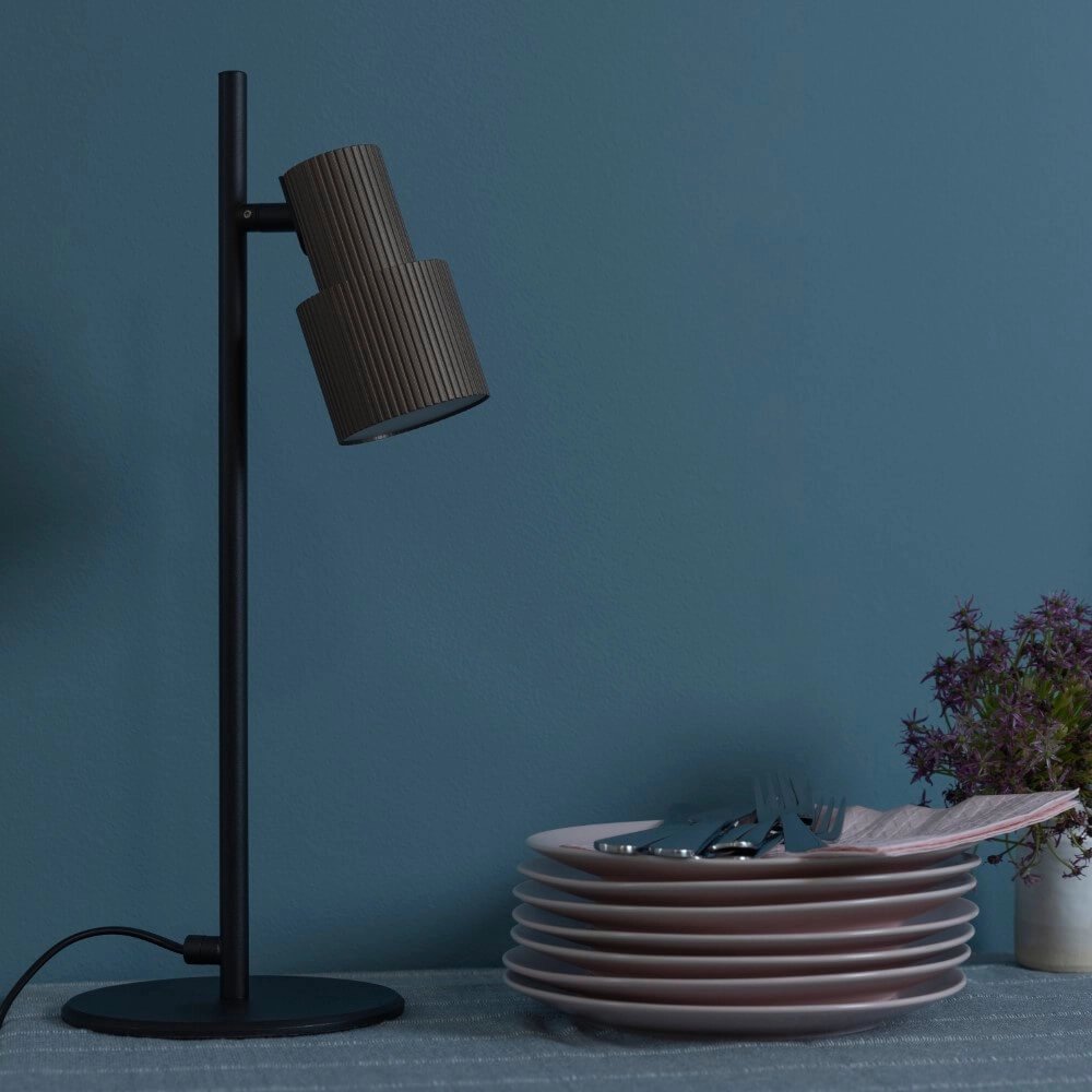 Lampe de table design Cadiz noir avec verre ambré Brilliant 4004353446917