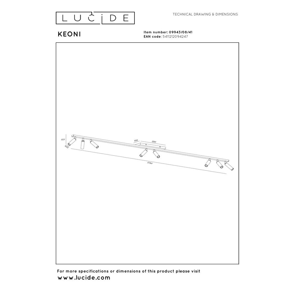 Projecteur de plafond Keoni Taupe 8 lumières Lucide 5411212094247