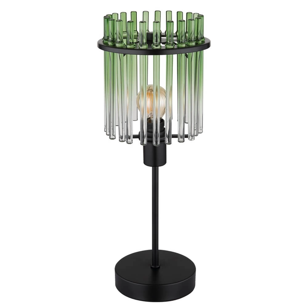 Lampe de table noire Gorley avec verre vert Ø 15cm Globo 9007371465972