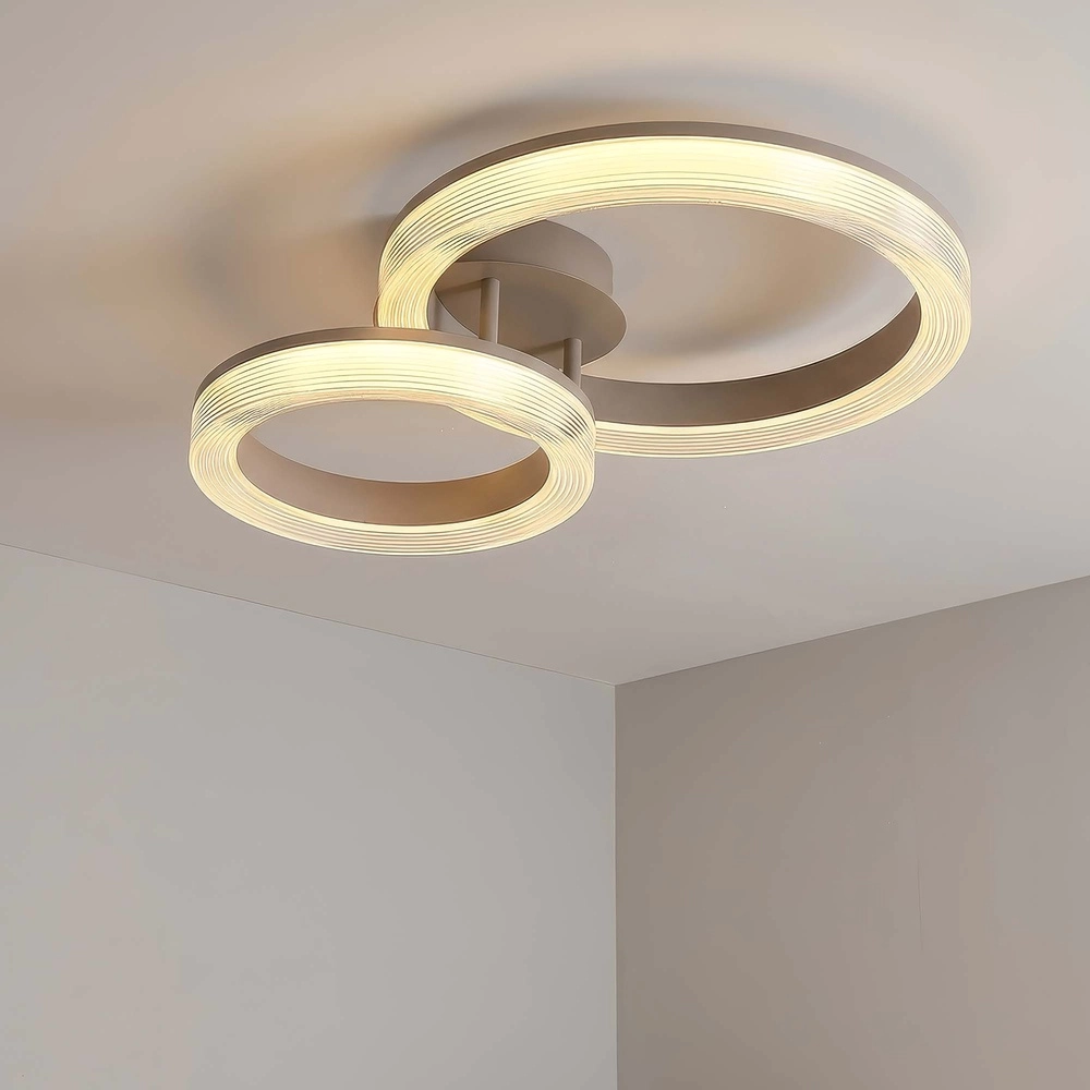 Lampe de plafond à design Lumen Rings brun sable Searchlight 5,05342E+12