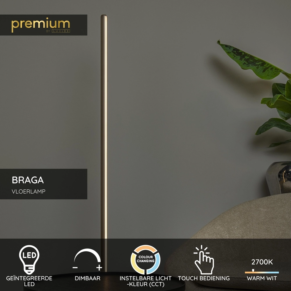 Lampe sur pied LED de 155 cm Braga Champagne Premium by Lucide 5411212234452