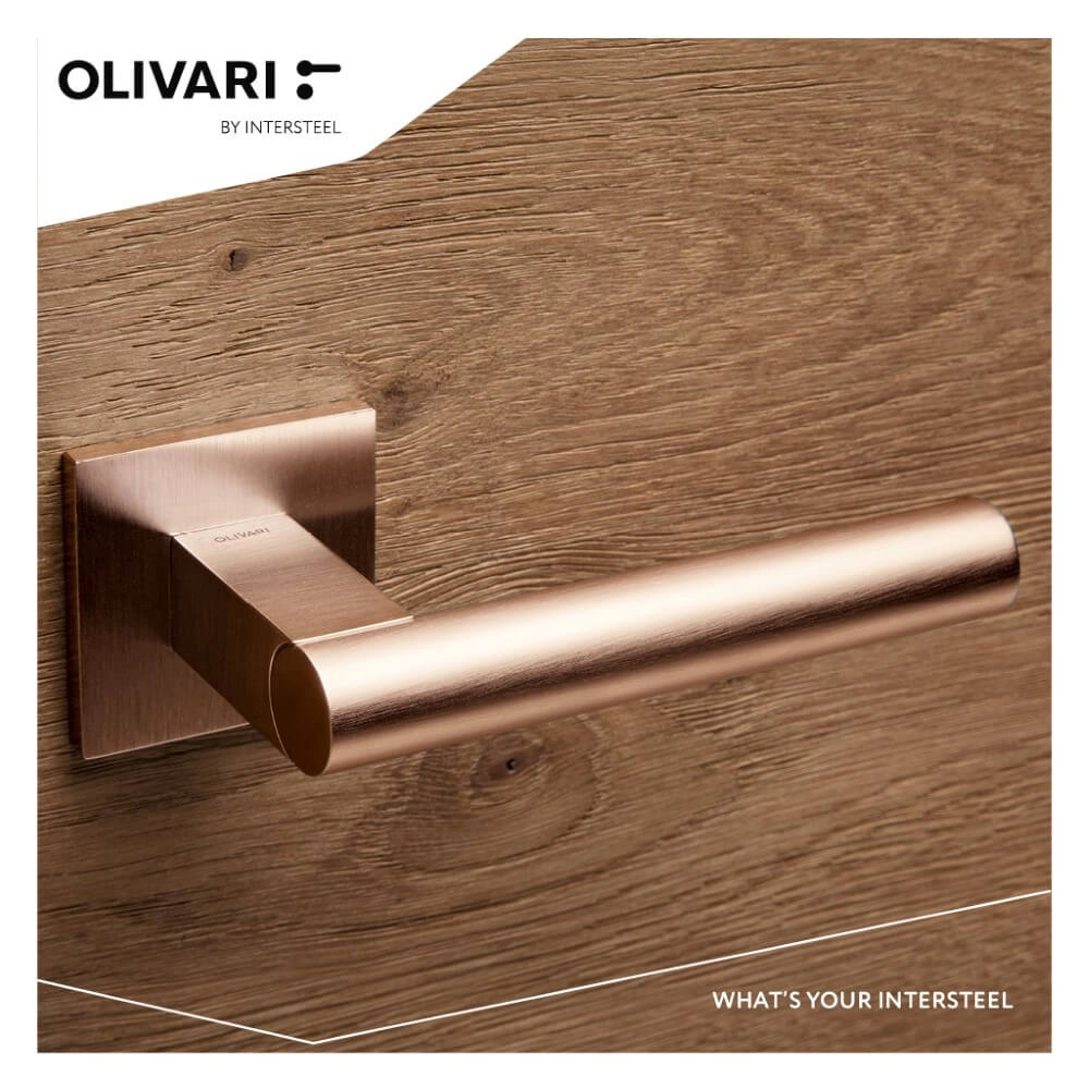 Poignée de porte design Euclide Q Cuivre mat Olivari 8714186477588