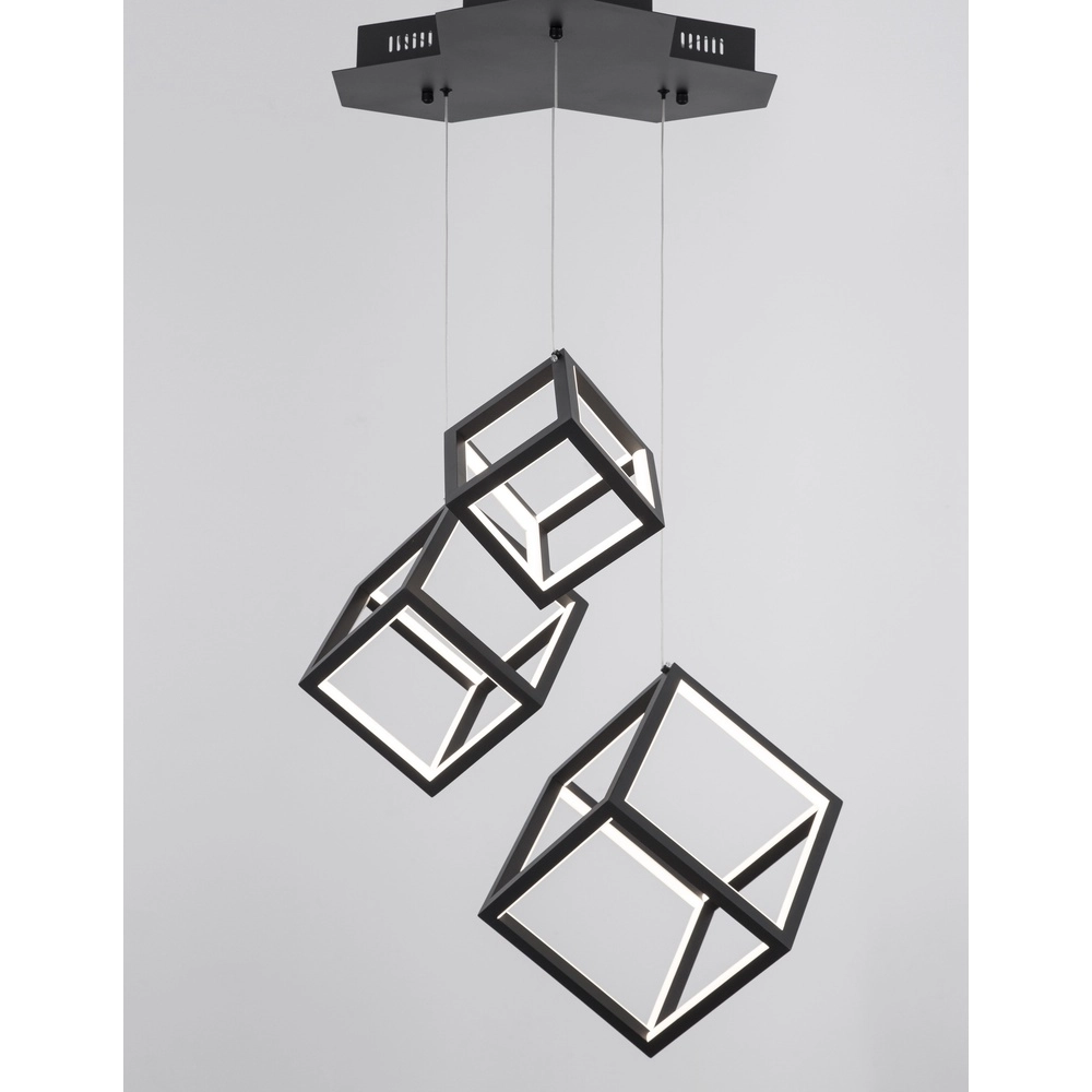 Suspension carrée Gabbia Noir Triple Lyora 5212017423412