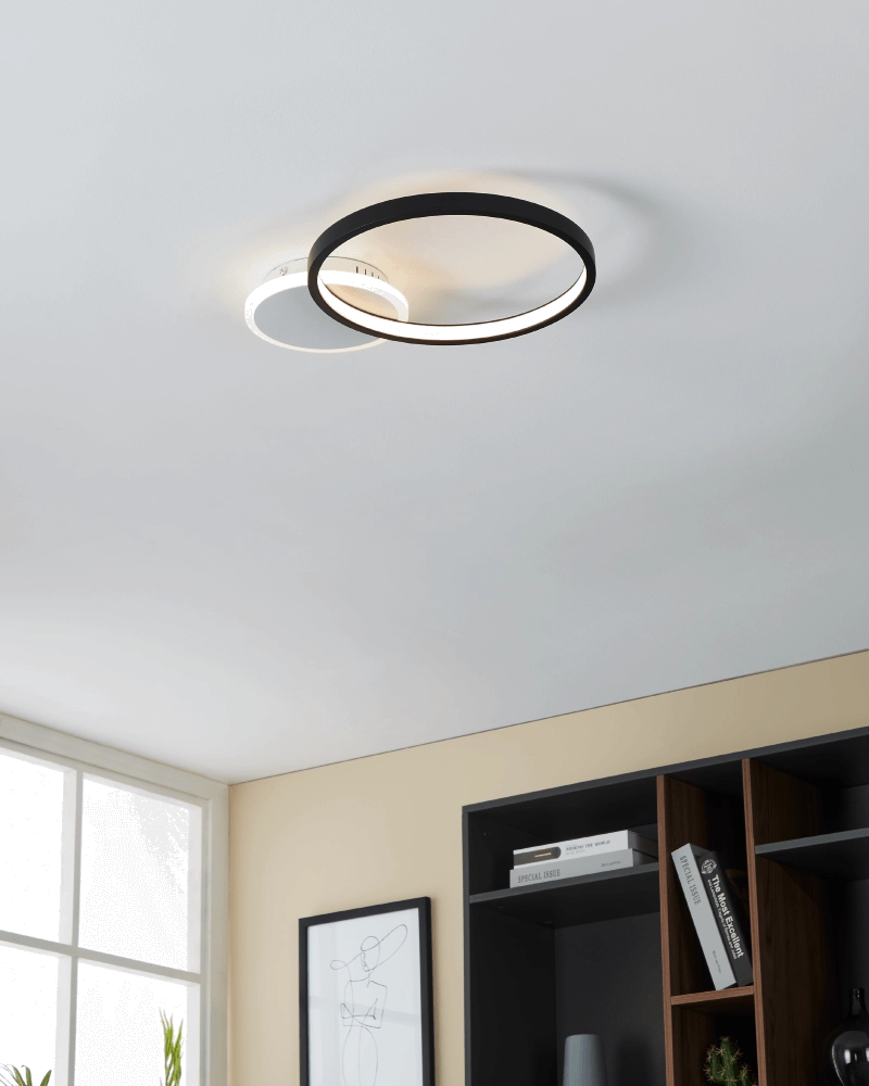 Plafonnier LED orientable Gafares rond - noir Eglo 9008606241002