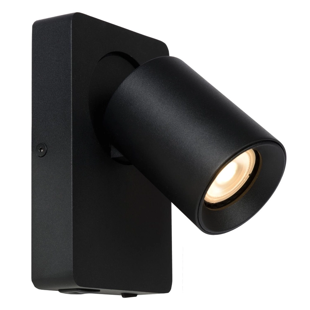 Lampe de chevet Nigel avec point de charge USB noir Lucide 5411212092731