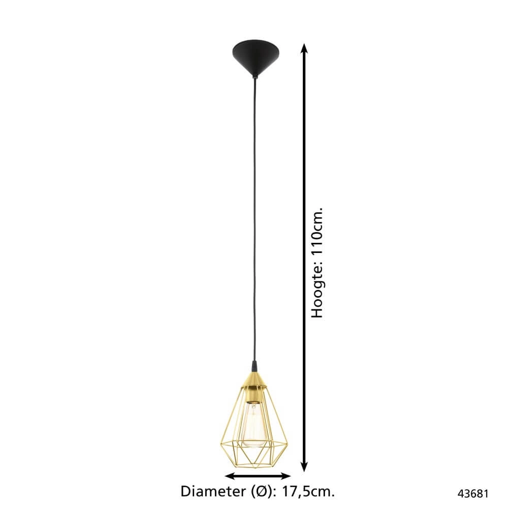 Lampe suspendue dorée Tarbes Ø 17,5 cm Eglo 9002759436810