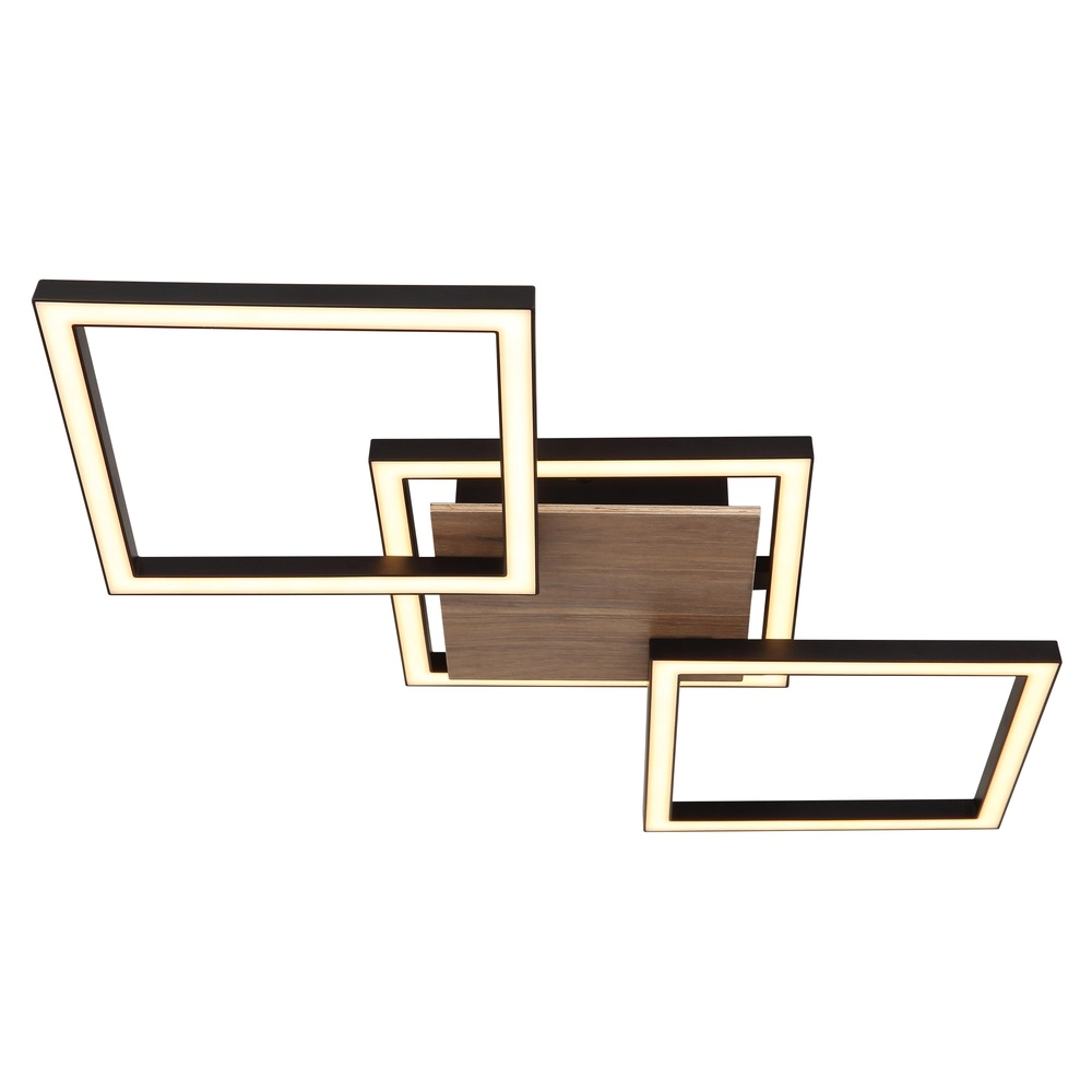 Lampe de plafond à design Kaden noir avec un aspect bois Globo 9007371468324