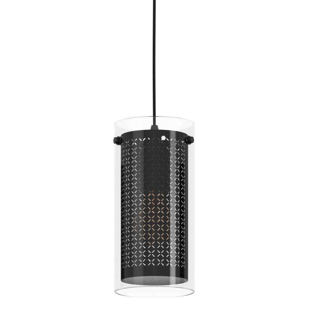 Lampe de table à manger Pinto Textil 1 noir avec verre Eglo 9008606235698