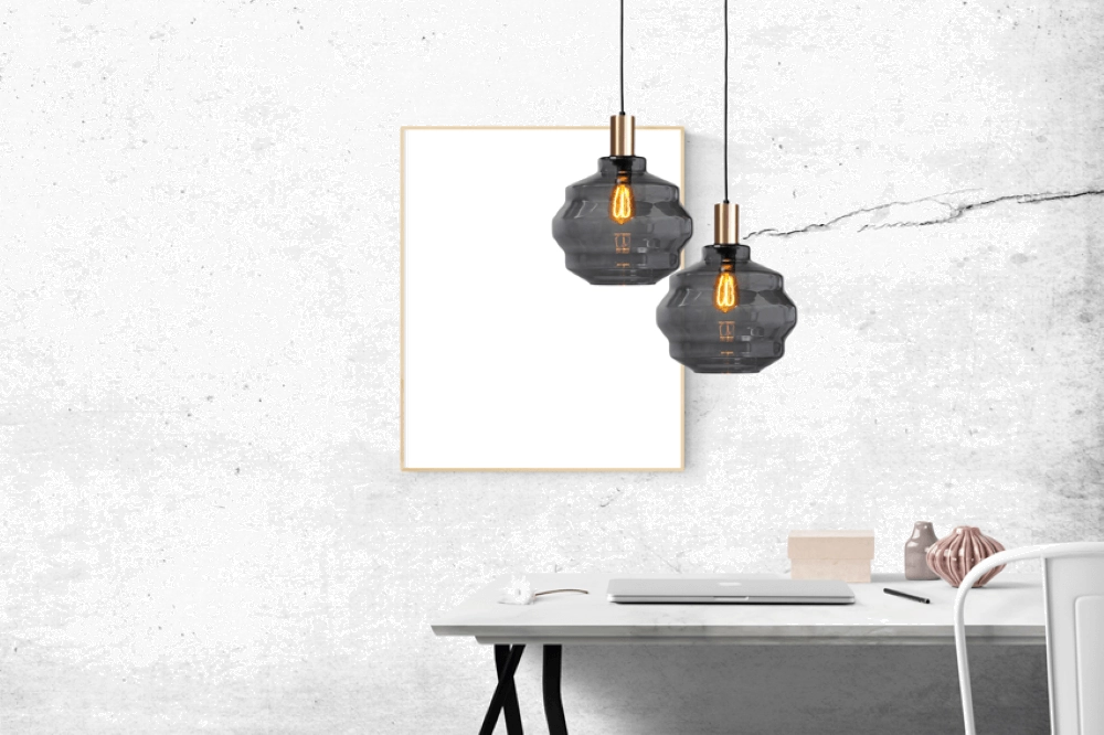 Lampe suspendue dorée Porto avec verre fumé Boule - Ø 30cm Masterlight 8718121269146