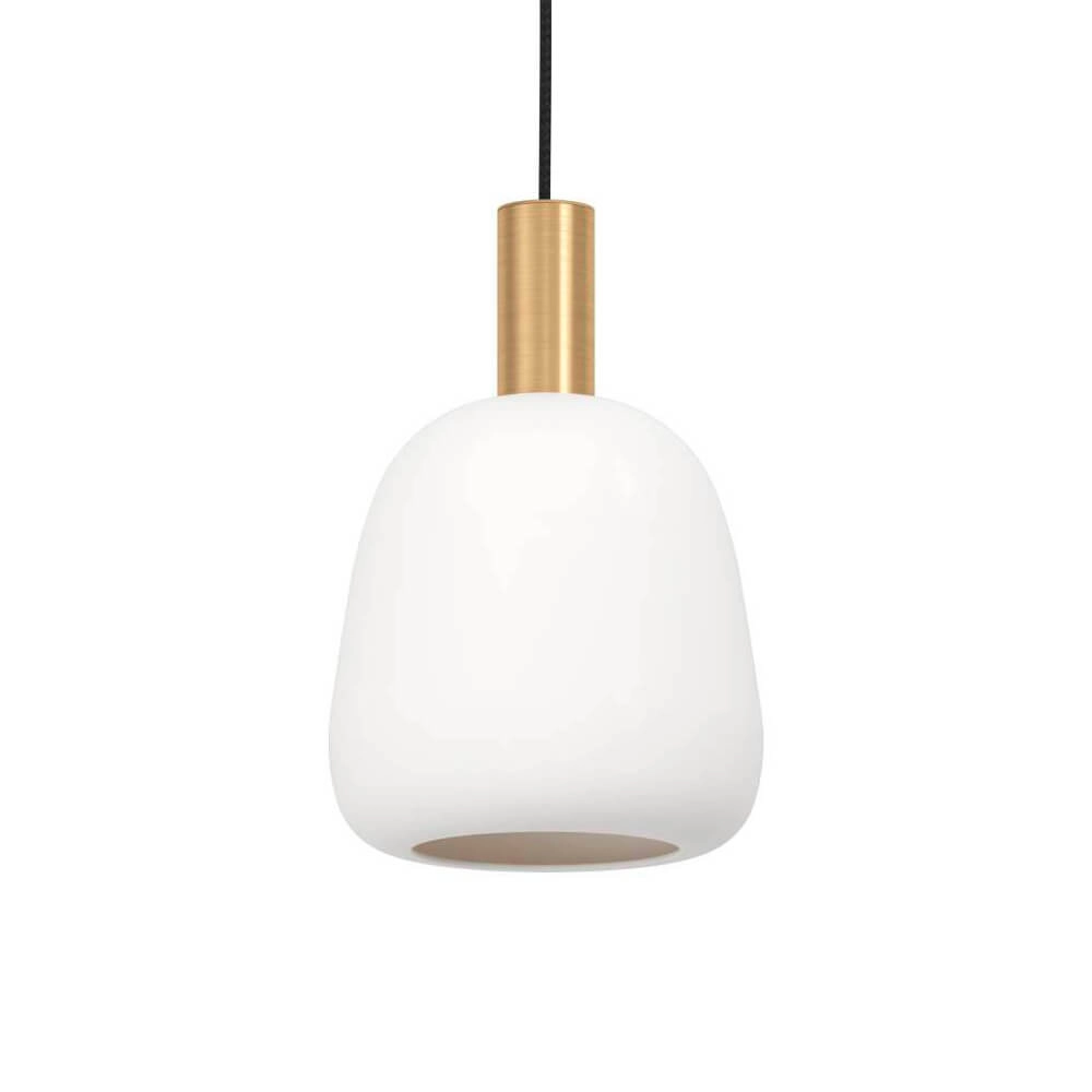 Lampe suspendue dorée Manzanares avec verre blanc Lampe suspendue dorée Manzanares avec verre blanc