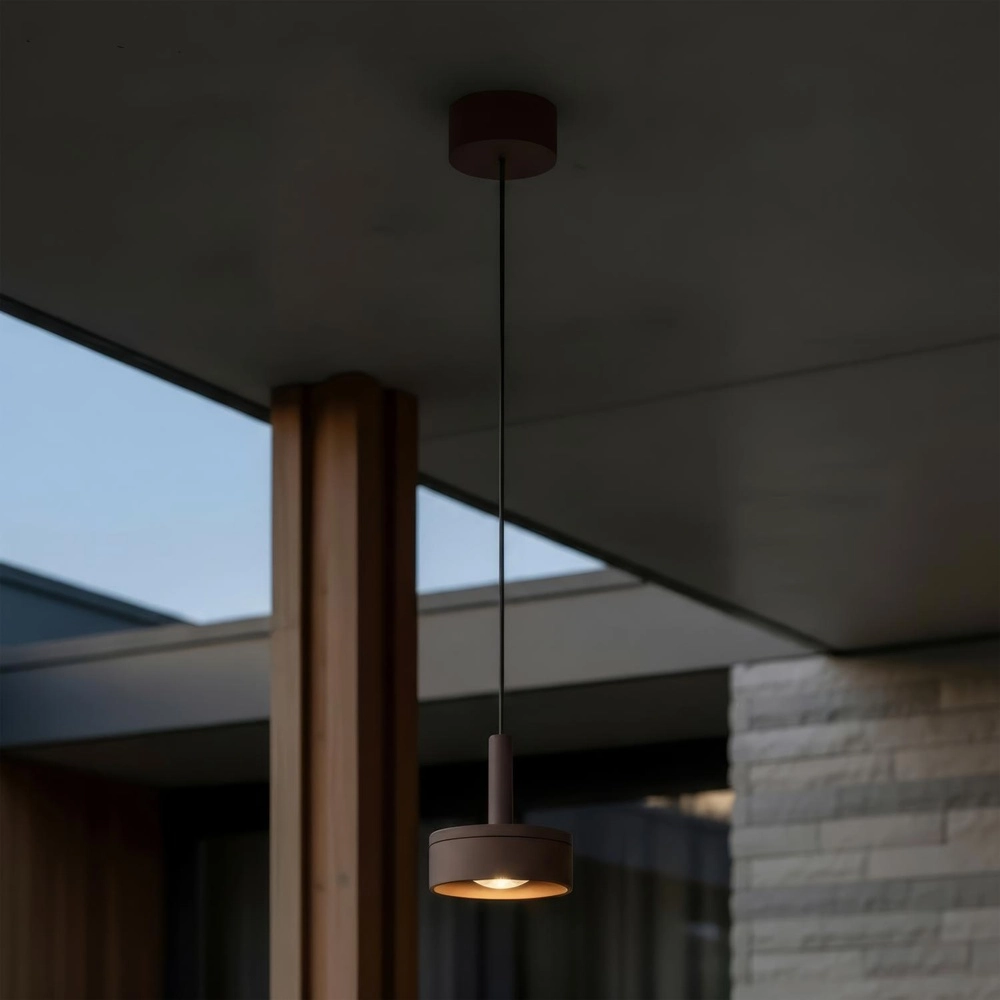 Lampe pendante de conception Lenz brun rouille Ø 11cm IP54 Lucide 5411212334091