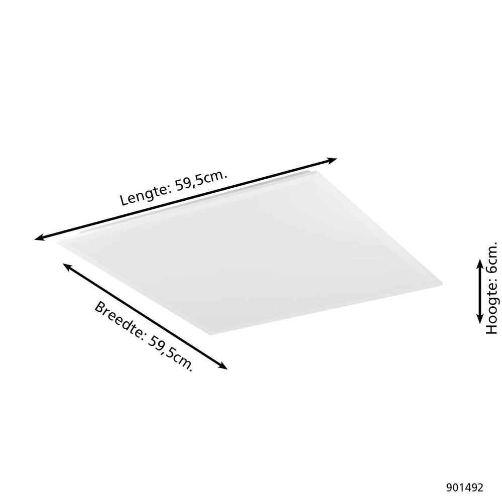 Plafonnier Moradillo carré 59,5cm 3 étapes CCT blanc Eglo 9008606340064