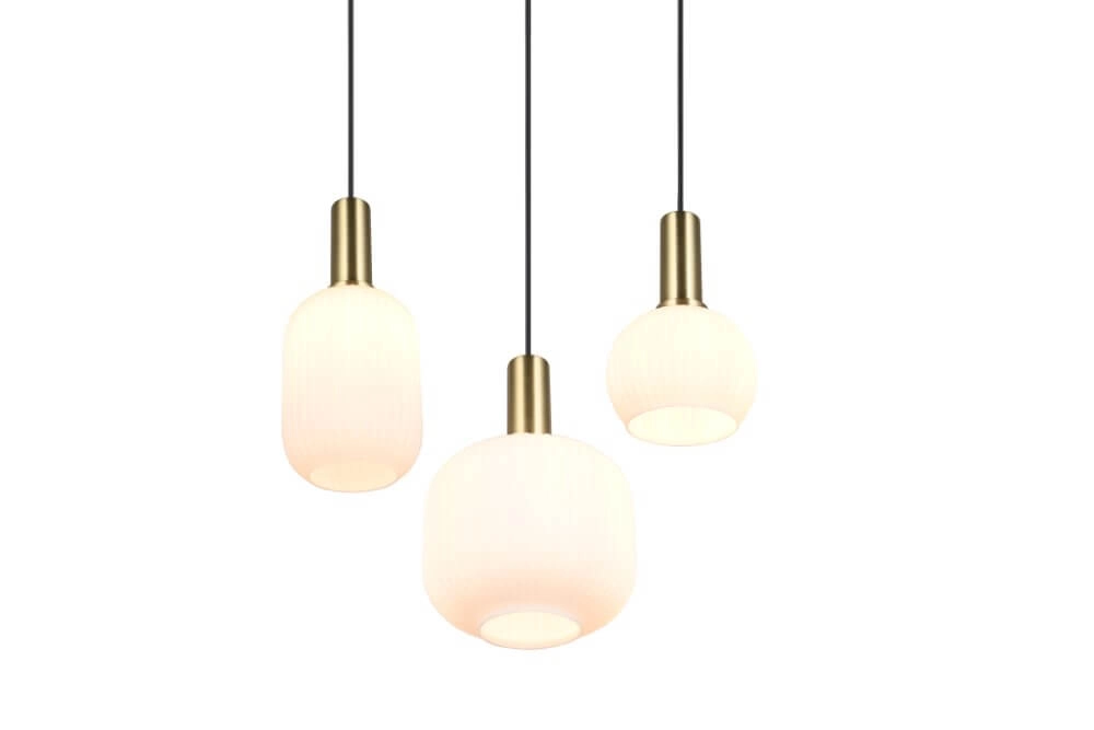 Lampe suspendue pour salle à manger Diva 3 lumières - verre blanc Trio 4017807614503