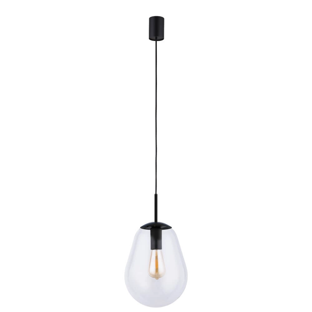 Lampe suspendue Ø 22cm Pear Small noir avec verre transparent Lyora 5903139780094