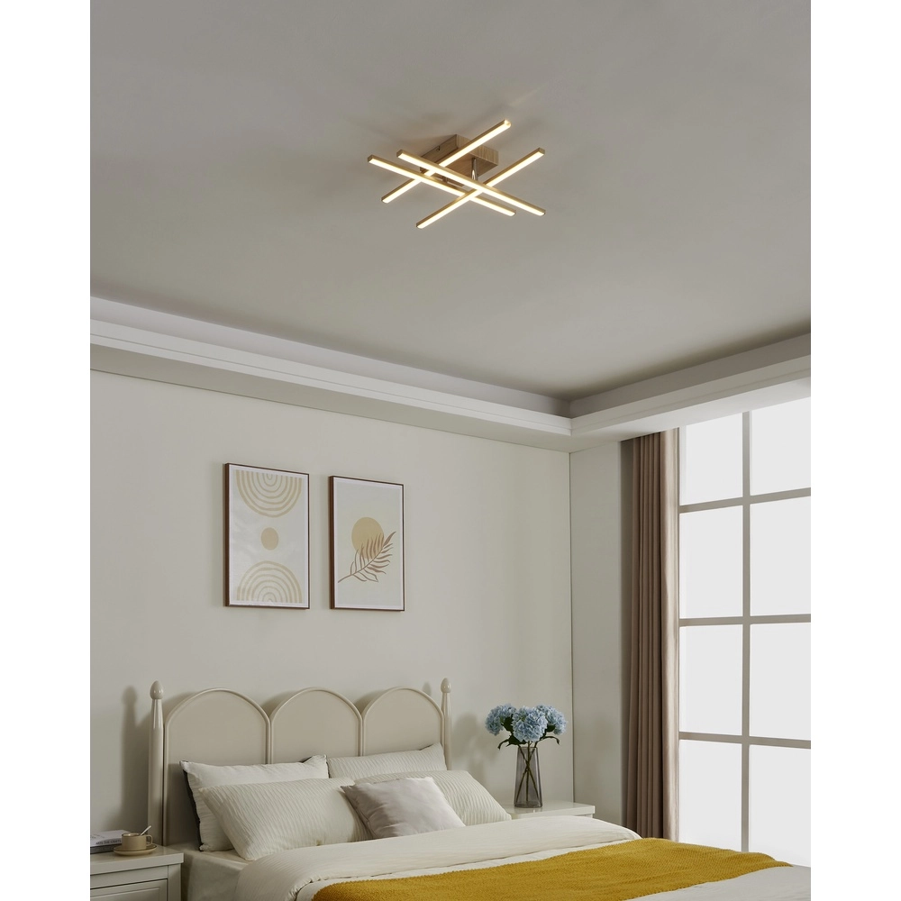 Éclairage LED de plafond à l’aspect bois Lasana 4 51x51cm Eglo 9008606310302